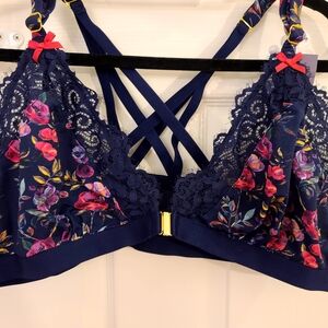 Cacique Blue Lace Bralette with Strappy Detail